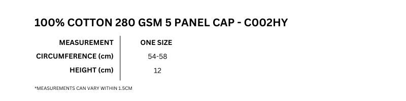 Size chart for Ella's Cap